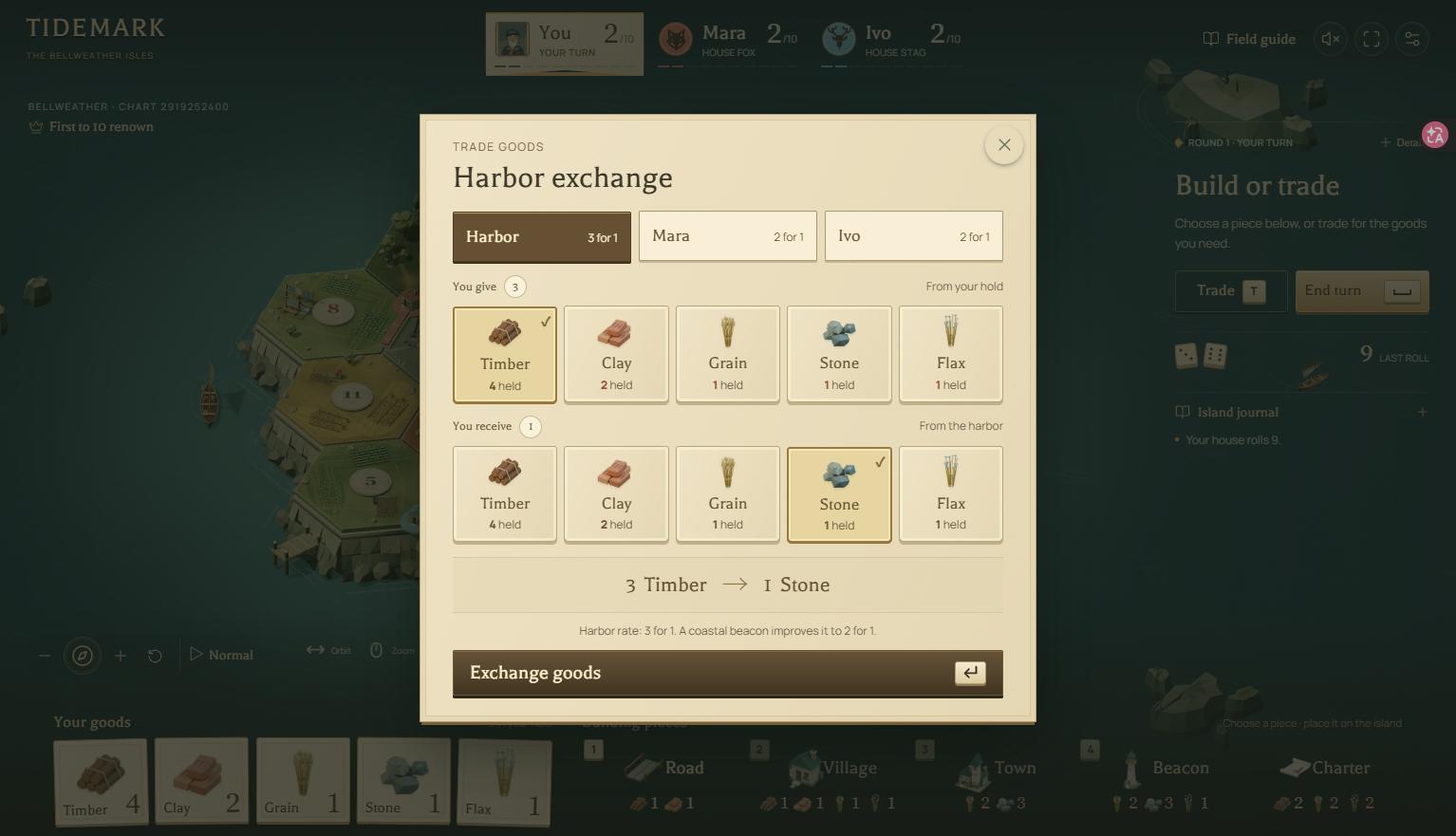Trade, renown & the squall — game interface