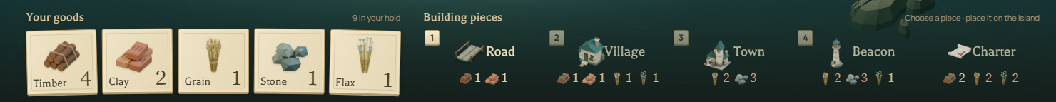 Buildings & resource costs — game interface